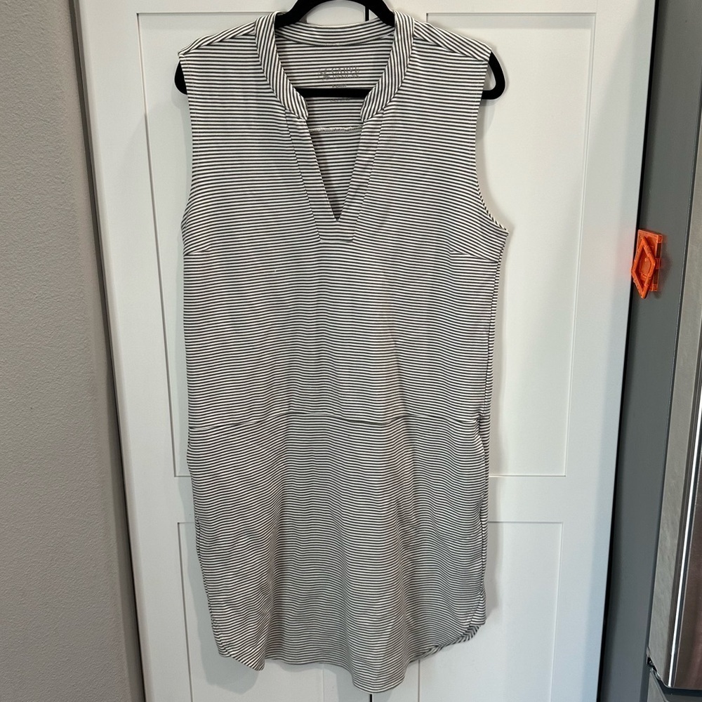 Carve Design X Large striped dress white grey pockets cotton blend stretch